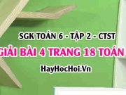 Giải bài 4 trang 18 Toán 6 Tập 2 SGK Chân trời sáng tạo